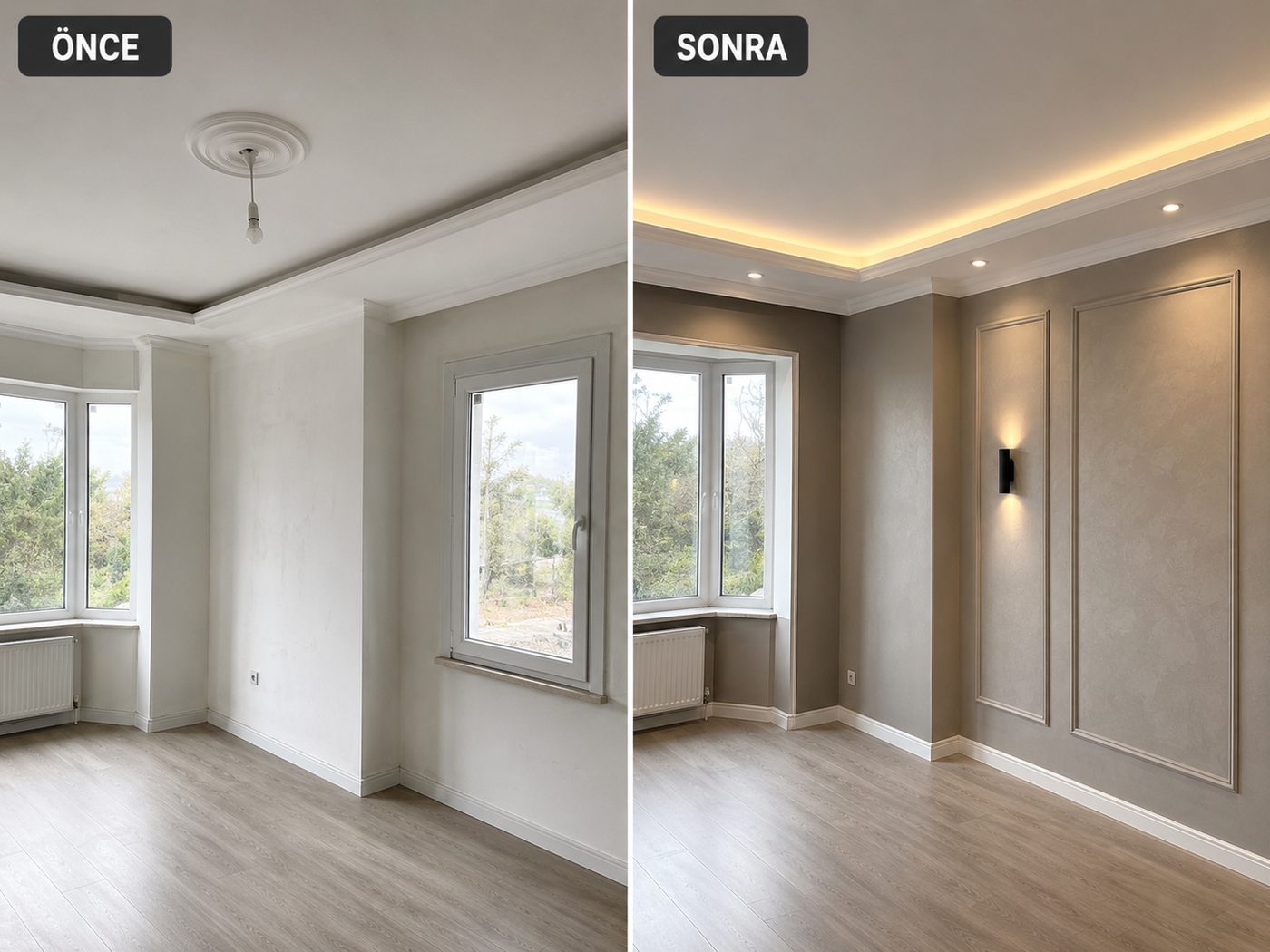 Selçuk iç cephe boya öncesi ve sonrası